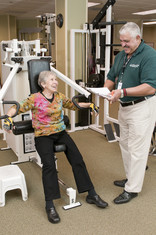 elderly woman working out